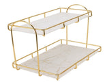 2 Tier Cosmetic Storage Shelf Large Capacity Waterproof Gold Metal Storage Shelf Rack for Bathroom V1294-YM0523-3112220030711
