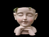 Face Flower Pot with Drainage Resin Succulent Cactus Plant Face Planter Garden Supplies-Multicolor V1263-JX-979