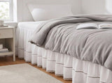 Twin XL Dorm Bed Skirt Extra Long Drop Elastic Wrap Around Dust Ruffle White Soft Machine Washable V1369-AZ3-W-11038