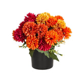 Fall Artificial Daisy Chrysanthemum Potted Plant, Orange Red Yellow Silk Cloth Faux Flowers with V1366-AZ2-W-24916