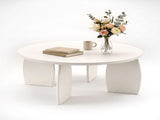 Artiss Round Coffee Table High-Gloss Center Table Minimalist Living Room Furniture 78x35cm Cream FUR-S-COF14-WH