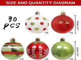 30PCS Christmas Ornaments Set, Shatterproof Plastic Christmas Balls in Red Green White for Christmas V1237-ZY00B0FM2BFQQT