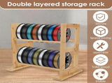 Wood 3D Printer Filament Storage Rack Desktop 2 Tier 3D Printer Filament Spool Holder Stand for Home V1370-AZ4-10561