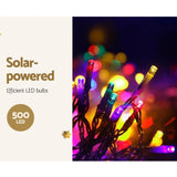12.5M Christmas Lights Solar Icicle String Light Multi Colour Jingle Jollys XMAS-LED-500-IC-MC-SLA