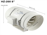8" Inch Silent Extractor Fan Duct Hydroponic Inline Exhaust Vent Industrial V201-HBZ0112WH8AU