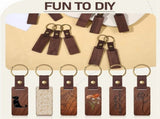 50PCS Wooden Keychain Blanks Rectangle Wood Keychain Blanks with Leather Strap Engraving Blanks Key V1366-AZ2-W-15720