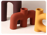 Tubular Letter Vase Set Modern Ceramic Decor for Living Room, Dining Table & TV Stand V1107-CS-ZMGXHP