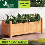 Green Fingers Garden Bed 90x30x33cm Wooden Planter Box Raised Container Growing GARDEN-WOOD-BOX-90