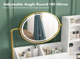 Dressing Table Stool Set in White & Gold with LED Lights and Charging Station V178-59323