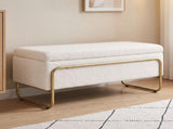 Artiss Storage Ottoman Boucle Padded Seat Footrest Hidden Storage Cream White OTM-C-TED01-CR