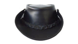 Jacaru Boundary Rider Bovine Cow Leather Hat Chinstrap Side Snaps - Black V563-J-101-BLK-M