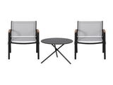 Gardeon 3PC Outdoor Bistro Set Table and Chairs Steel Dining Chair Patio Furniture Textilene ODF-BISTRO-TEX-GE