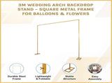 3m Wedding Arch Backdrop Stand Square Metal Frame for Balloons & Flowers V63-954041
