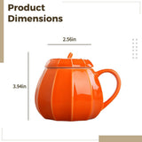 Fall Pumpkin Mug with Lid, Ceramic Halloween Mug, 300 ml/10.1 oz Capacity, Ideal for Thanksgiving V1370-AZ4-16655