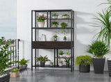 Metal Bookcase With Drawers, Dark Walnut & Black, 90x30x180cm, 6 Shelves V178-59361