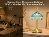 Cordless Table Lamp, Rechargeable Amber Glass Lotus Flower Lamp 3600mAh touch lamp with 3 color V1192-AZ-W-23127