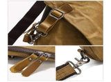 Vintage Waxed Canvas Crossbody Sling Bag with Crazy Horse Leather, Large Capacity Chest Pack, V1232-RBBB-002