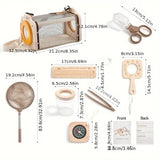STEM Insect Observation Explorer Kit Wooden Telescopic Butterfly Net, Ventilated Habitat Box, V1232-HWTXTZ-001