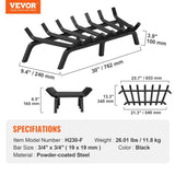 Fireplace Log Grate, 762mm Heavy Duty Fireplace Grate with 6 Support Legs, 19.05mm Solid V952-ZTXYMP34X3430EWF0V0