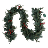 Jingle Jollys 2.4m Christmas Garland with LED Lights Decorations Xmas Party XM-TR-GAR-8FT-BERRY-LED