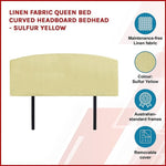 Linen Fabric Queen Bed Curved Headboard Bedhead - Sulfur Yellow V63-839801