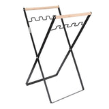 Trash Bag Holder Rubber Wood Handle Iron Flat Appearance Foldable Portable Garbage Bag V1294-YM0716-3117220182611