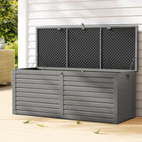 Gardeon Outdoor Storage Box 390L Container Lockable Garden Bench Tools Toy Shed Black OSB-S390-BK