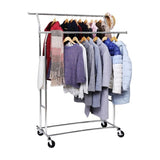 SONGMICS Metal Clothes Rack Stand on Wheels Heavy Duty Silver V227-8498402114080