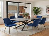 Dining Delight Rectangular Table and Navy Velvet Chairs Dining Set V264-DNT-411C-DGR-DNC-414V-BLU-6
