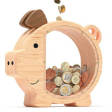 Wooden Piggy Bank for Kids Cute Money Bank for Boys and Girls Clear Wood Money Box Personalized V1192-AZ-W-2619