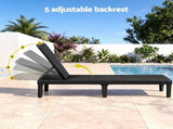 Gardeon Sun Lounge Adjustable Lounger Patio Outdoor Furniture Lightweight Black FF-LOUNGE-PP-RAT-BK