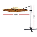 Instahut 3m Outdoor Umbrella Cantilever 360 Degree Tilt Beach Roma Beige UMB-ROMA-8RIB-BG