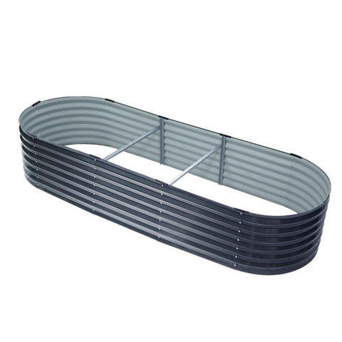 Green Fingers Garden Bed 240X80X42cm Oval Planter Box Raised Container Galvanised GARDEN-OVAL-2408042