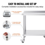 24 x 36 x 40 Inch Stainless Steel Work Table, Commercial Food Prep Worktable with Casters, Heavy V952-CFBXGGZTLCDJUI1NFV0