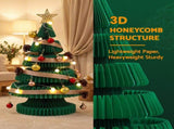 Jingle Jollys Paper Christmas Tree 62CM w/ Star Topper LEDs Xmas Decorations Kit Home Office Green PAPER-XMAS-TR-53-GN