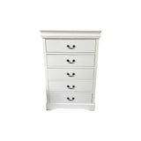 Tallboy with 5 Storage Drawers in Solid Wooden Metal Handles White Colour V43-TBY-SPNC-WH