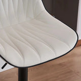 SERENIT White Modern Height Adjustable Swivel Bar Stools Upholstered Leather Barstool Kitchen V255-BS8409-WHITE