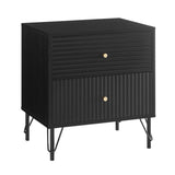 Lisa Wavy Fluted Bedside Table in Black V369-601075-BLACK