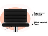 Artiss 2x Bar Stools Padded Leather Gas Lift Black BA-TW-NEWT710N-BK-X2