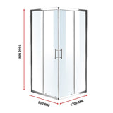 800 x 1200mm Sliding Door Nano Safety Glass Shower Screen By Della Francesca V63-829291