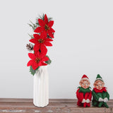 2Pcs Christmas Red Artificial Poinsettia Branches for Xmas Tree and Home Decorations V1366-AZ2-W-19235