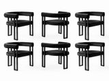 Artiss Dining Chairs Set of 6 Velvet Upholstered Barrel Chairs with Curved Armrests & Back Black UPHO-C-DIN-2553-BKX6