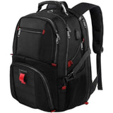 Black 50L Extra Large Laptop Backpack with USB Charging Port - Waterproof Oxford Fabric Travel & V888-ELOSUNG42447