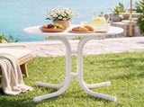 Gardeon Outdoor Side Table 80cm Folding Steel Round Bistro Desk Cafe Patio Furniture White ODF-TB-STFD-WH