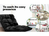 Artiss 2X Lounge Sofa Bed Flannel Fabric Black FLOOR-SBL-M193-S-BKX2