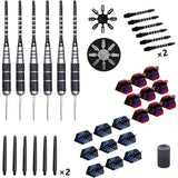 12-Piece Steel Tip Dart Set with Sharpener, Aluminum Shafts, PET Glitter Flights, Stainless Iron V1232-FBTZ-001