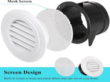 8 Pack Air Vent Round, 4 Inch Air Soffit Vent, ABS Louver Vent Cover with Built-in Fly Screen Mesh, V1259-DP01-A-3813