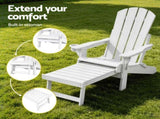 Gardeon Folding Sun Lounger Adirondack Chair Outdoor Lounge Setting HDPE Recliner Footrest White FF-BEACH-HEFD-OTTO-WH