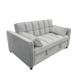 Sarantino Quincy 2-Seater Velvet Sofa Bed in Light Grey with Wooden Frame & Tufted Design SOFA-7006-VEL-LGY