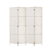 Artiss 4 Panel Room Divider Screen 163x170cm Woven White RD-C-8001-4P-WH